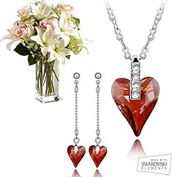 Bouquet in soft colors with Swarovski Elements necklace and earrings