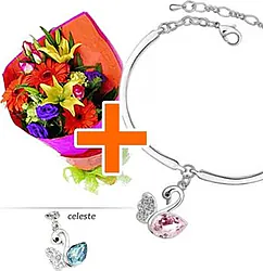 Bright bouquet with Swarovski Elements bracelet