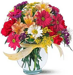 Bouquet with Seasonal multicored Mixed Flowers