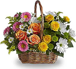 Bright roses, daisies or gerberas and mixed flowers