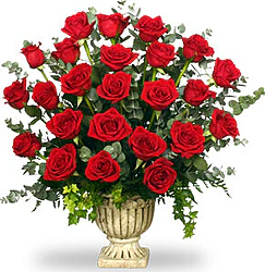 Funeral bunch of red roses