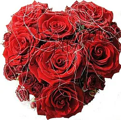 Funeral heart of red roses