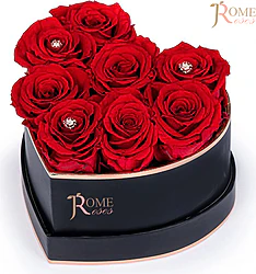 Luxury Heart Gift Box with Seven Preserved Red Roses