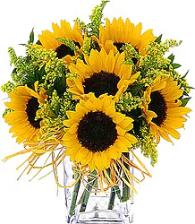 Sunflower Bouquet with seasonal greenery