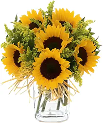 Sunflower Bouquet with seasonal greenery