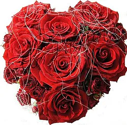Elegante e Raffinata Composizione a Forma di Cuore con Rose Rosse per Romantiche Occasioni