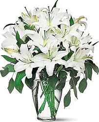 White Lilies Bouquet with seasonal greenery