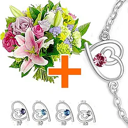 Pastel bouquet with Swarovski Elements bracelet