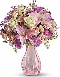 Pastel roses, lilies and mixed flowers