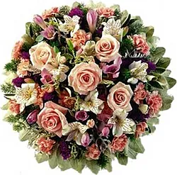 Pastel roses, alstroemerias and mixed flowers
