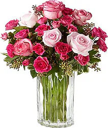 Pink roses and mixed flowers