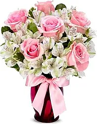 Pink Roses and mixed flowers.