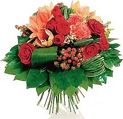 Hand-tied Bouquet made with seasonal flowers.