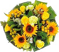 Sunny roses, sunflowers and mixed flowers