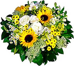 Sunny roses, sunflowers and mixed flowers