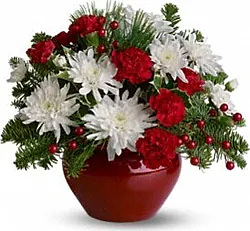 White and red mixed flowers for Christmas